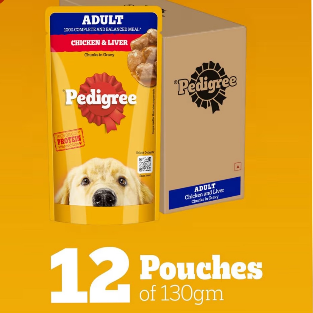 Pedigree Adult Wet Dog Food, Chicken & Liver Chunks in Gravy,