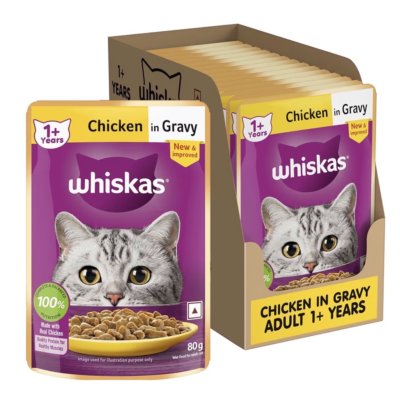 Whiskas 1+ Years Chicken in Gravy 80g × 14 Pouches