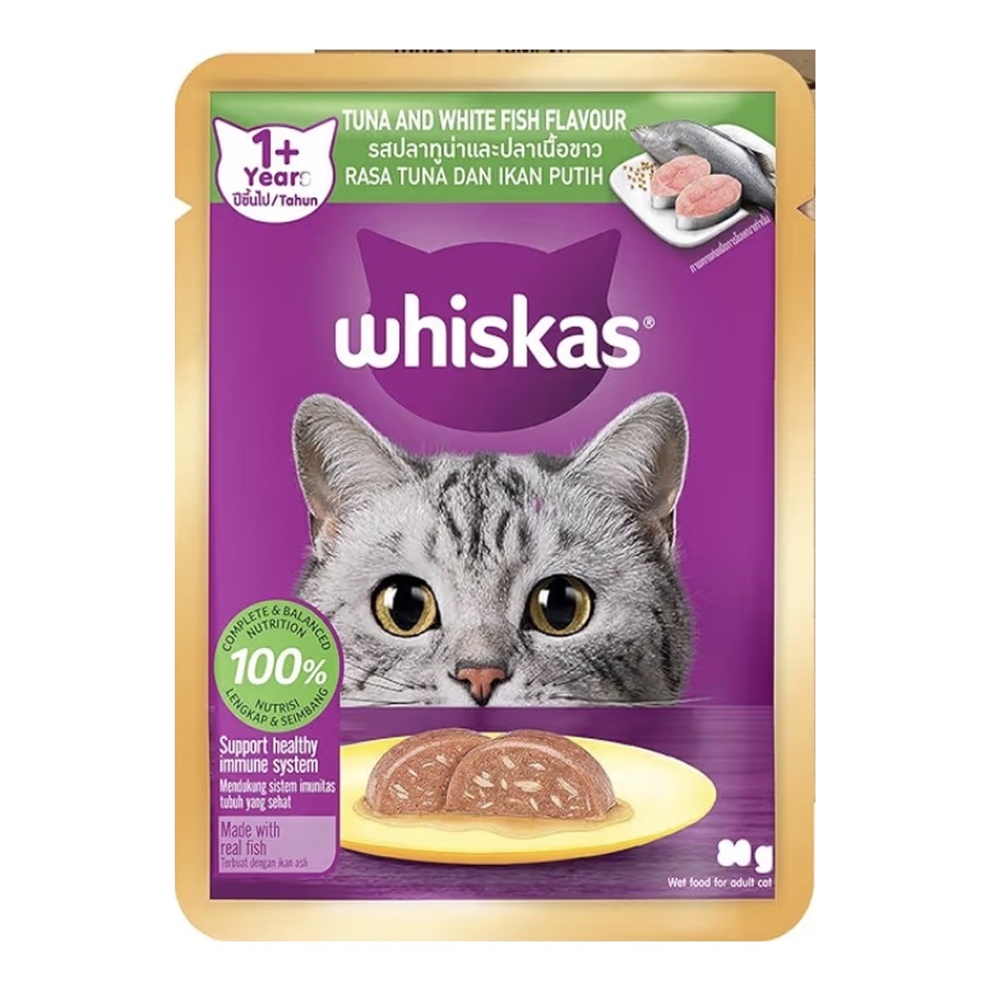 Whiskas Adult 1+ Years Tuna & Whitefish Flavour – 80g × 14 Pouches