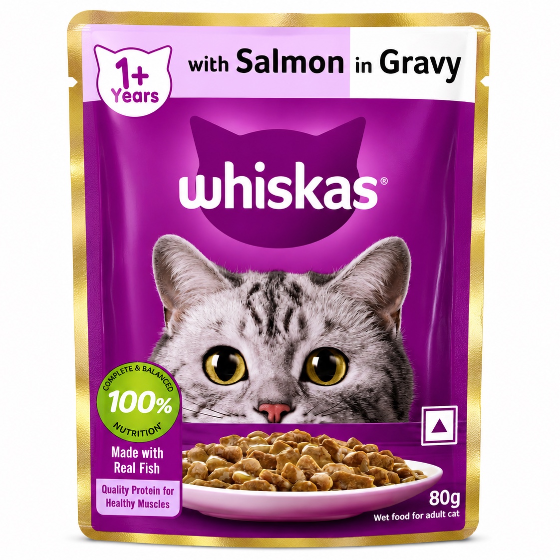 Whiskas 1+ Years with Salmon in Gravy – 80g × 14 Pouches