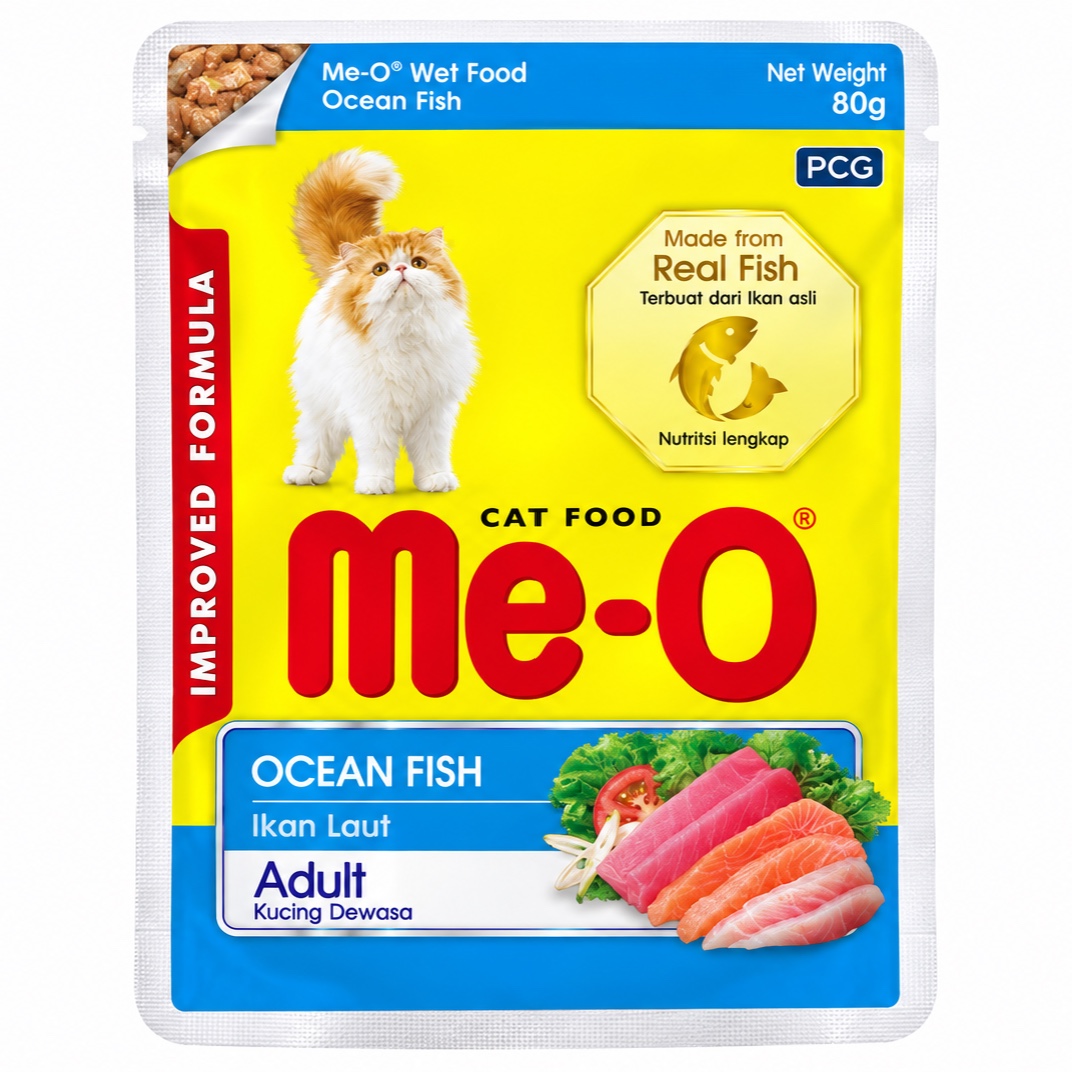 Me-O Ocean Fish Adult Wet Cat Food – 80g (Pack of 12)